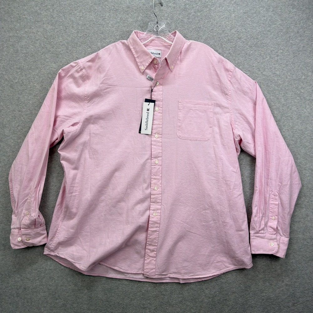 Saddlebred Shirt Mens XXL Pink Comfort Flex Classic Fit Ultra Soft Oxford NEW